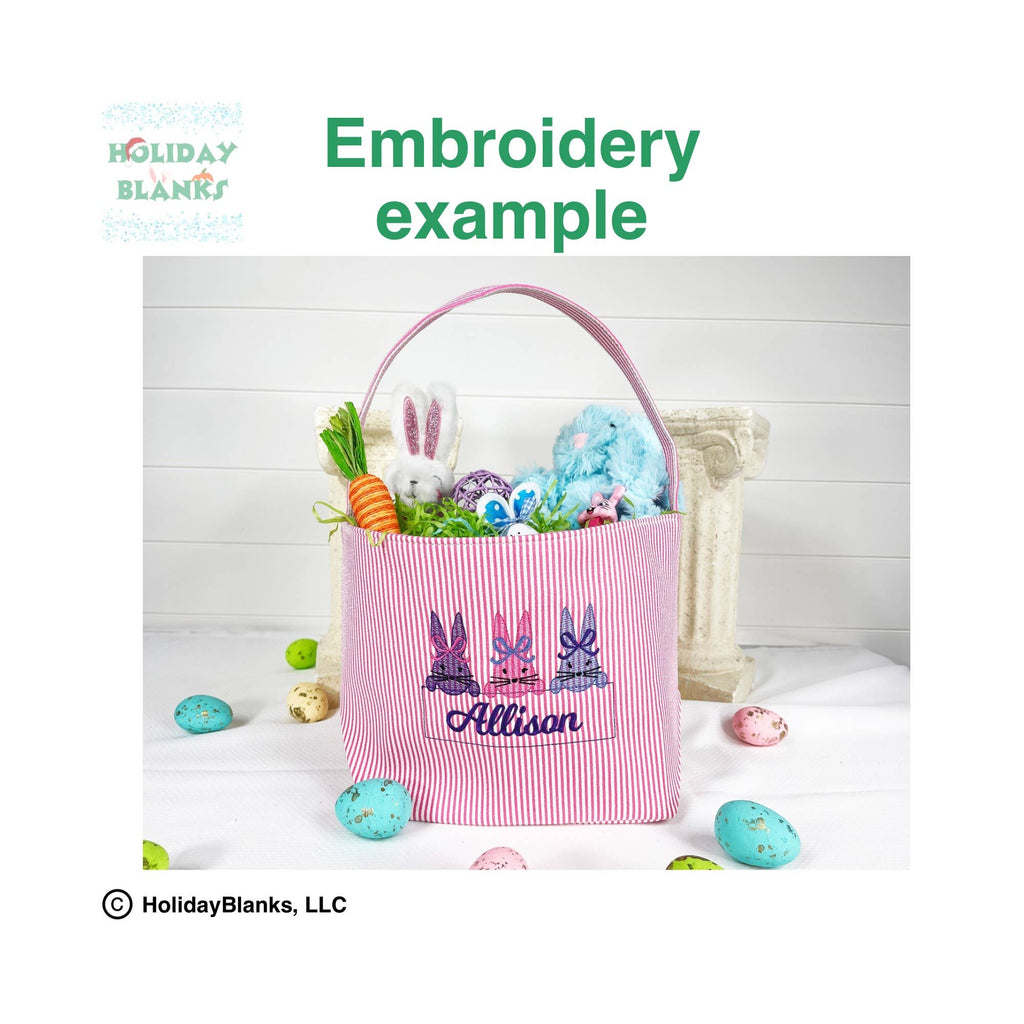 Easter or Halloween Seersucker basket embroidery blanks: Yellow