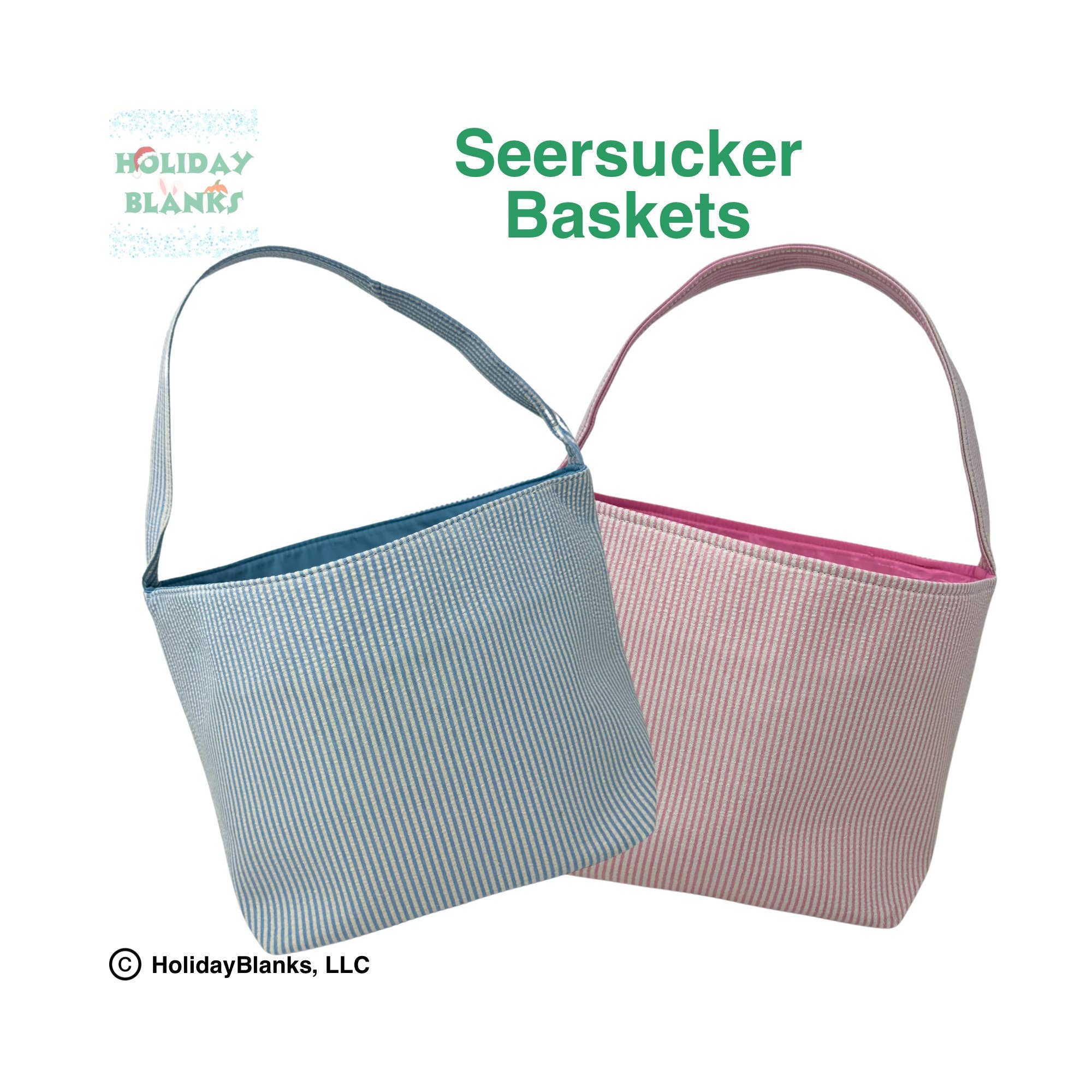 Easter or Halloween Seersucker basket embroidery blanks: Purple