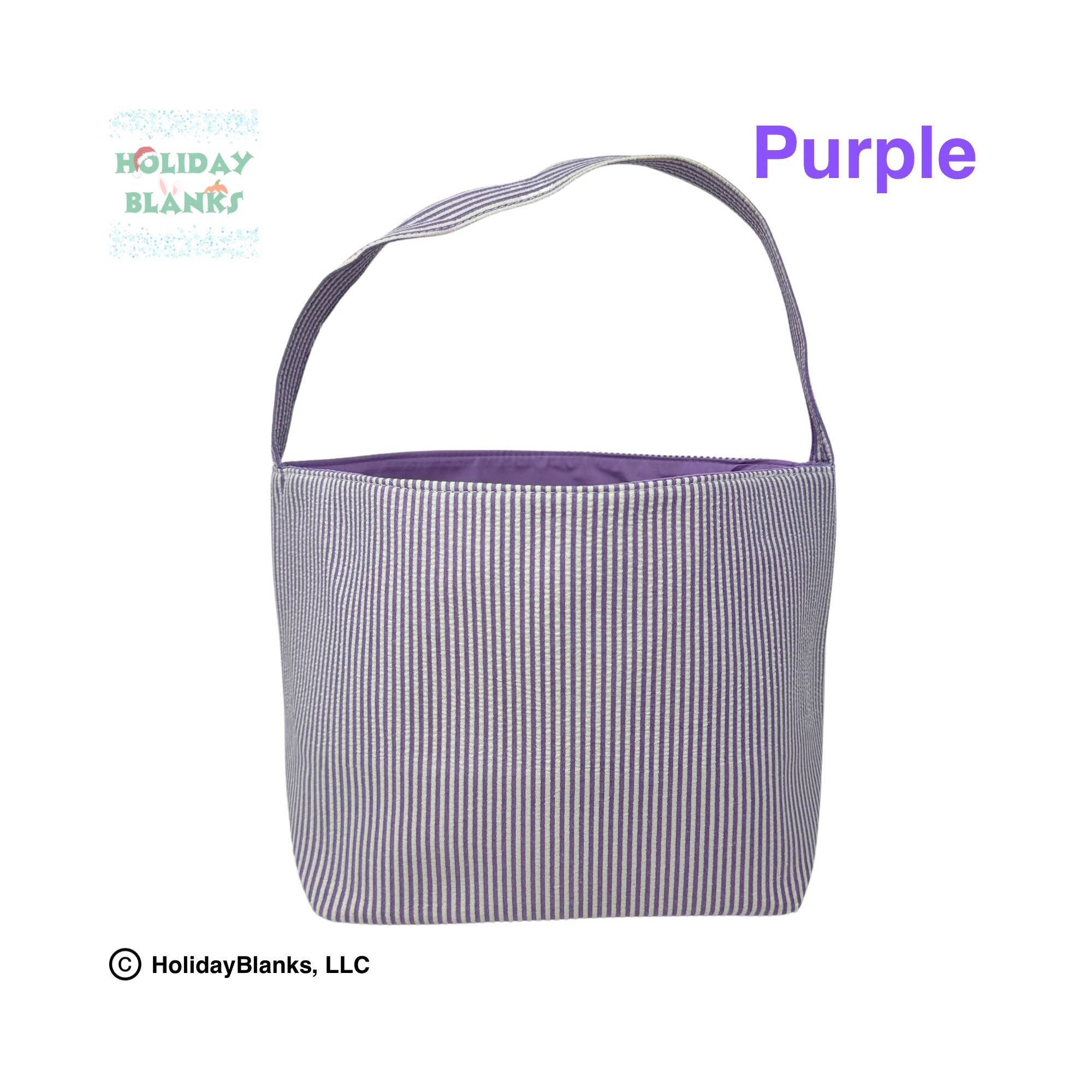 Easter or Halloween Seersucker basket embroidery blanks: Purple