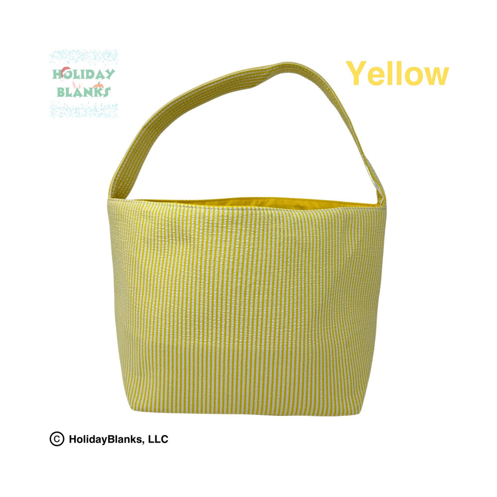 Easter or Halloween Seersucker basket embroidery blanks: Yellow