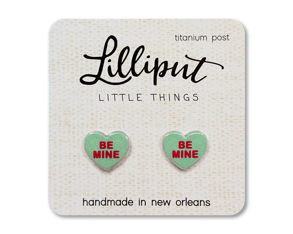 NEW Conversation Heart Earrings // Valentines Day: Green