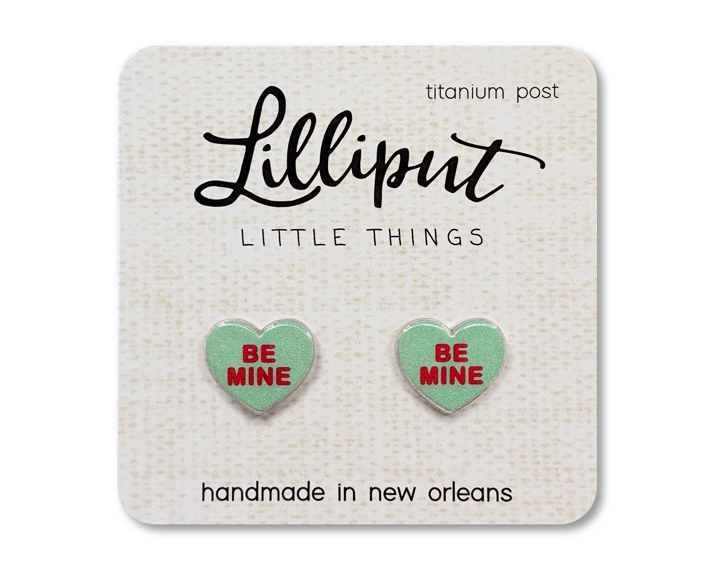 NEW Conversation Heart Earrings // Valentines Day: Green